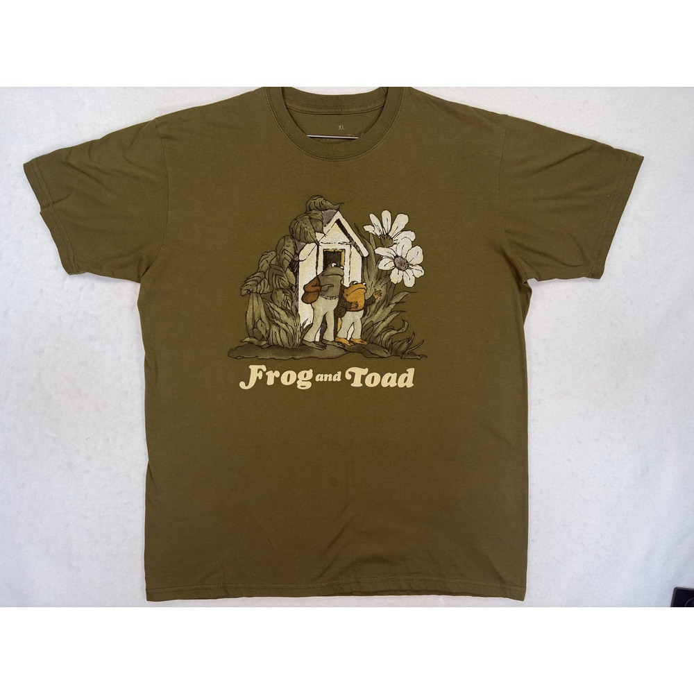 Frog and Toad Graphic T-Shirt Mens XL Olive Green Arnold Lobel Book Tee